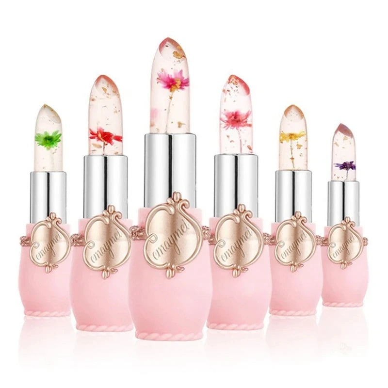 6-Pc Flower Jelly Crystal Lipstick Set | Color-Changing Lip Gloss Lipstick Set QXL