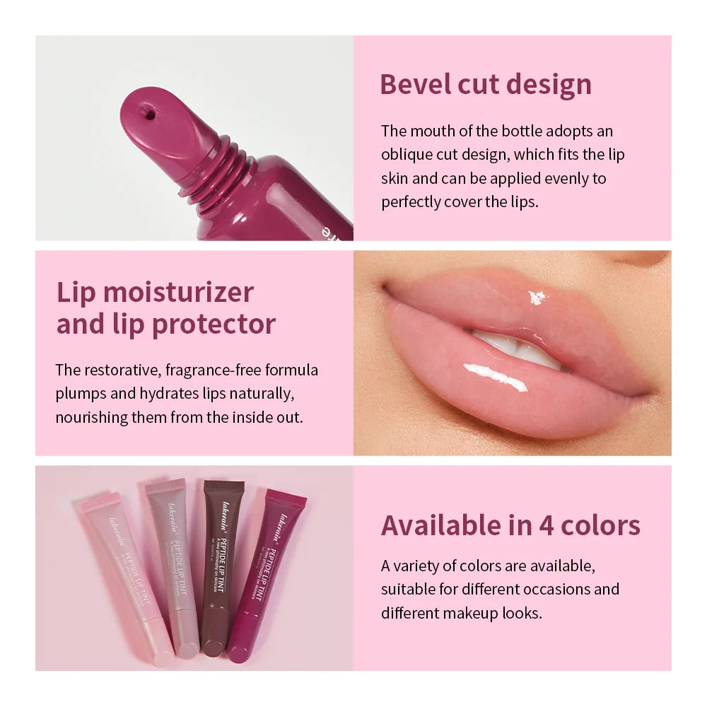 Lakerain Peptide Lip Tint | Moisturising Lip Gloss 4 Shades Lip Gloss Tint QXL