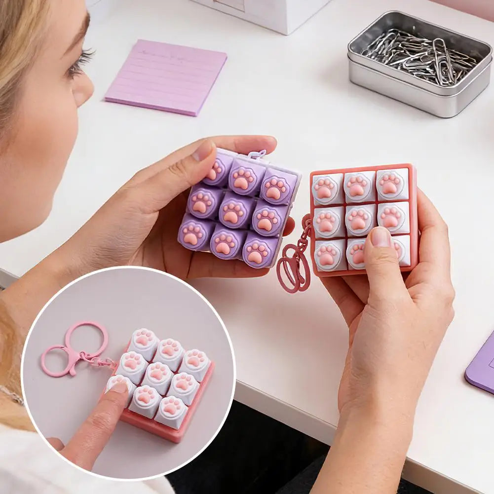 Mini Keyboard Fidget Clicker Toy | Paw Print Keycap Gadget Fidget Clicker Toy QXL