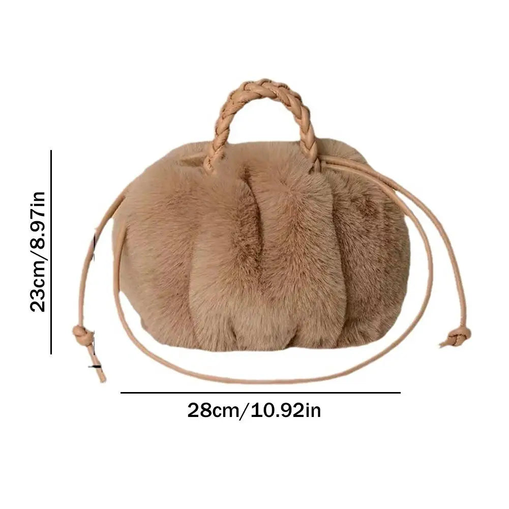 Plush Cloud Crossbody Bag | Cute Faux Fur Shoulder Handbag Crossbody Shoulder Bag QXL