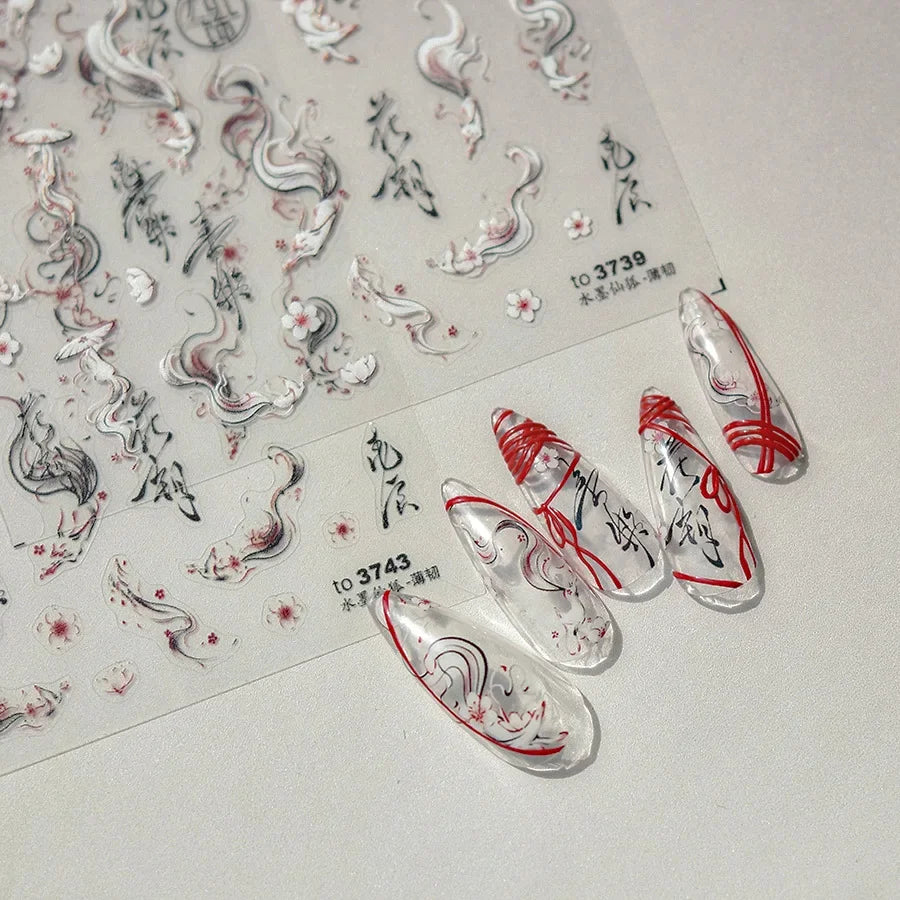 5D Kawaii Nail Art Stickers | Fox Dragon Cartoon Decals Nail Art Stickers QXL