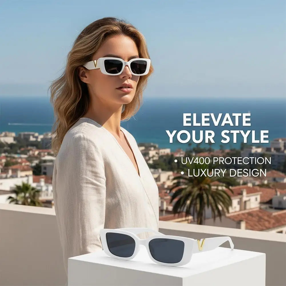Retro Rectangle Sunglasses UV400 | Vintage Square Shades Unisex Fashion Sunglasses QXL