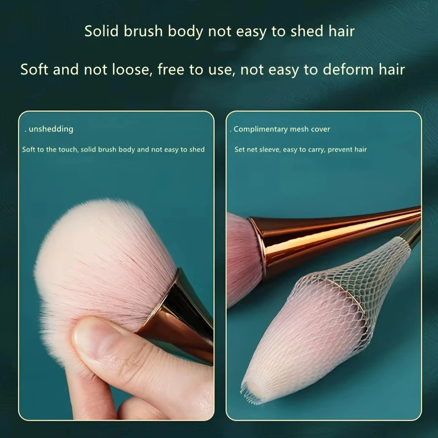Rose Gold Fan Makeup Brush | Powder, Highlight & Blush Fan Makeup Brush QXL
