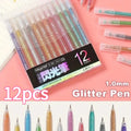 12-Color Glitter Gel Pens | Metallic & Fluorescent Set Glitter Gel Pen Set QXL 12pcs Colorful