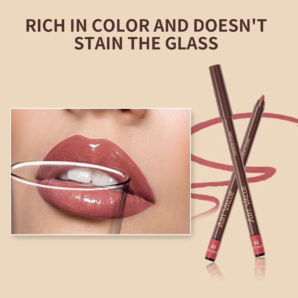 ART VALUE Matte Lip Liner Pencil | 12 Nude & Brown Shades Lip Liner Pencil QXL