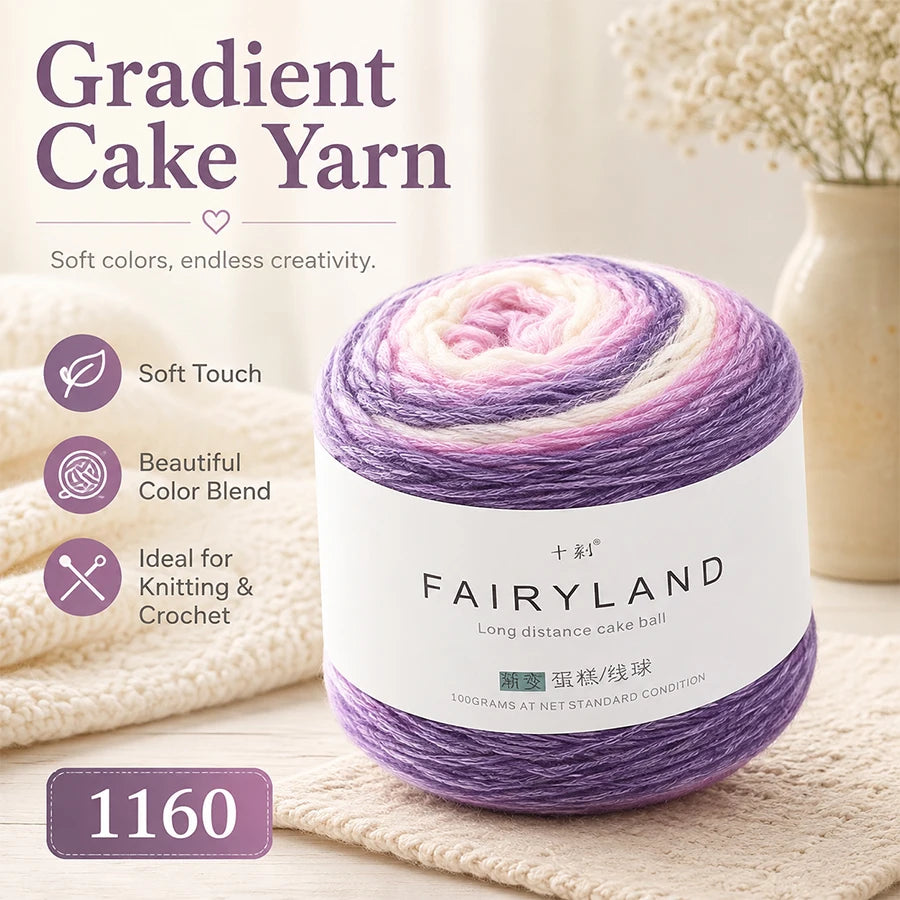Soft Gradient Cake Yarn | Multicolor Crochet Knitting Yarn Gradient Cake Yarn QXL 1160