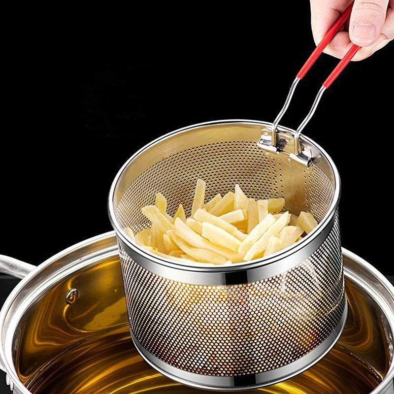 Stainless Steel Fry Basket & Mesh Strainer Spoon | 5 Sizes Mesh Fry Basket QXL