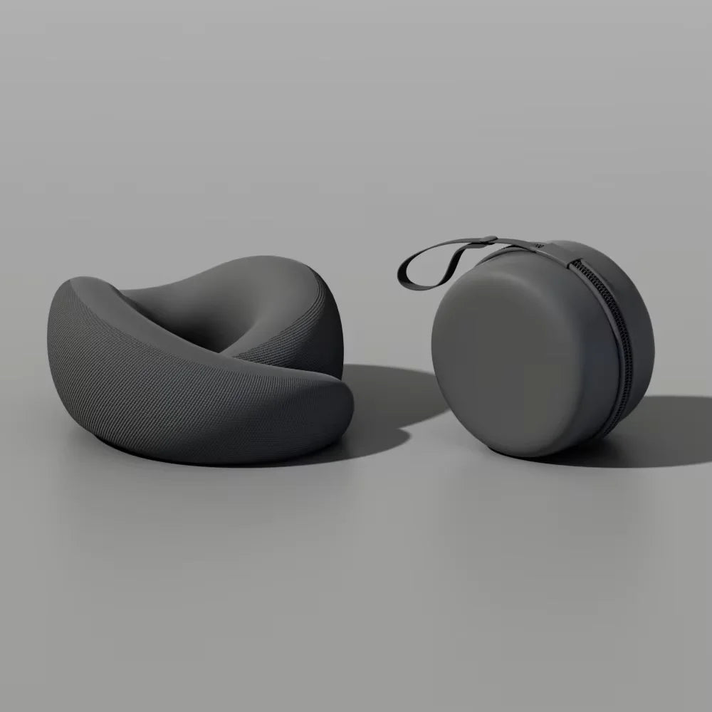 Memory Foam U-Shaped Travel Neck Pillow | Adjustable & Washable Travel Neck Pillow QXL Black With Box