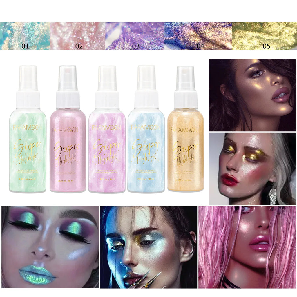 Glitter Body Highlight Spray – 5 Colors Face & Hair Illuminator Body Highlight Spray QXL