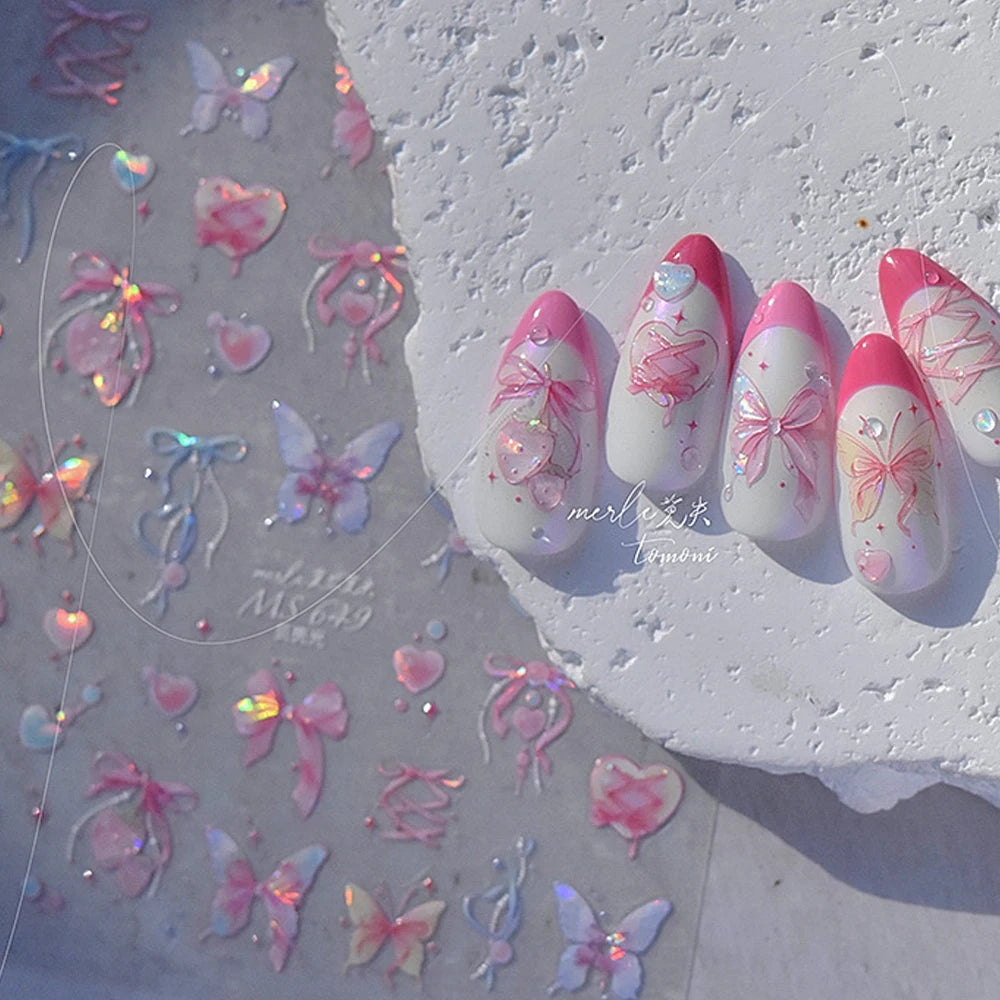 5D Jelly Flower Nail Stickers | Floral Self-Adhesive Decals Nail Art Stickers QXL