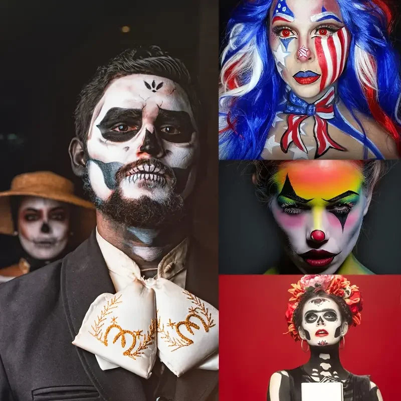 VERONNI Halloween Face & Body Paint Set with 6 Brushes Face & Body Paint QXL