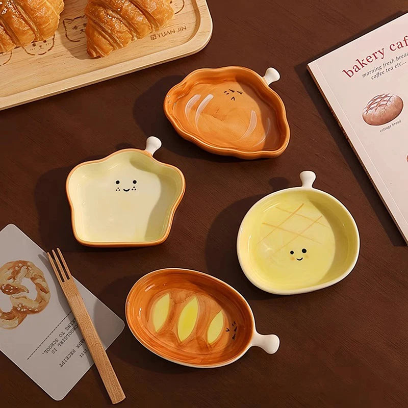 Ceramic Croissant Dipping & Dessert Plate | Cute Kitchen Dish Ceramic Dessert Plate QXL
