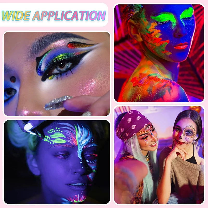 10-Color Neon UV Glow Face Paint & Eyeshadow Palette UV Glow Face Paint QXL