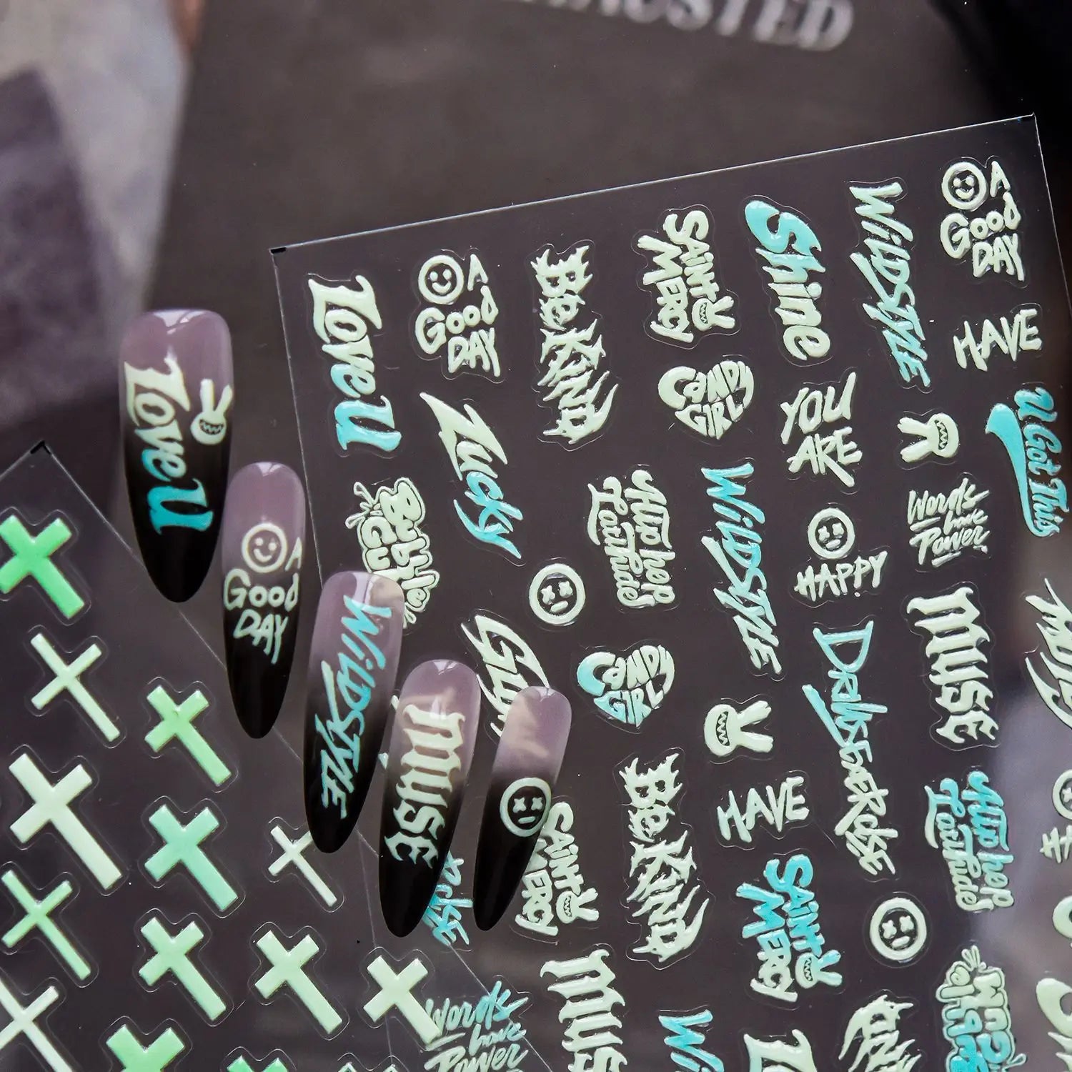 5D Glow-in-Dark Nail Stickers | Graffiti Hip Hop Decals Nail Art Stickers QXL