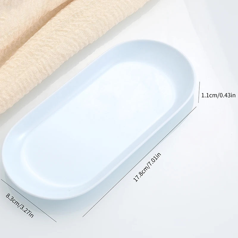 Oval Nail Art Tools Tray | Plastic Manicure Storage Plate Nail Art Storage Tray QXL Blue