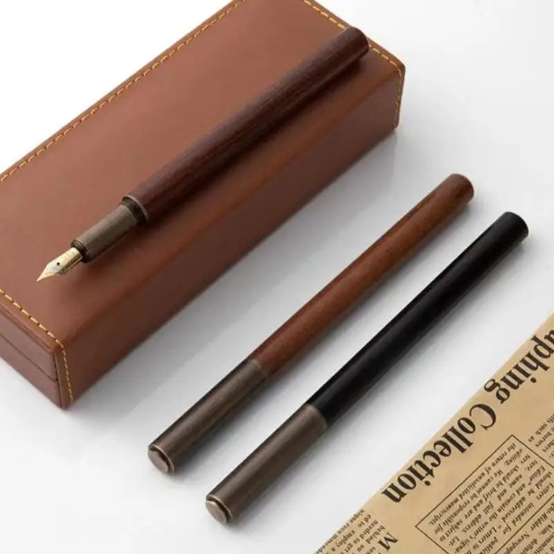 Retro Wood & Bronze Fountain Pen | Fine Nib Calligraphy Fountain Pen QXL
