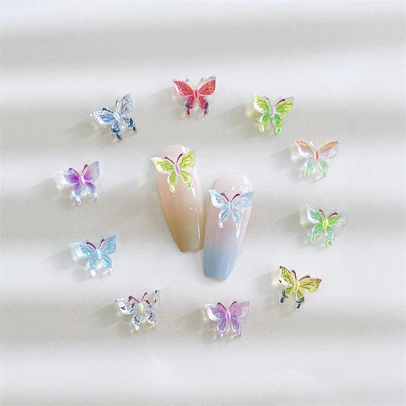 20-Pc 3D Butterfly Nail Charms | Kawaii Gradient Resin Decor Nail Art Charms QXL