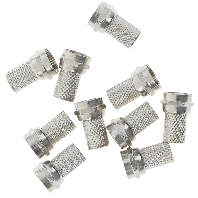 10-Pack Screw-On F Connectors for RG6 Coax Cable | Twist-On Coax Cable Connector QXL