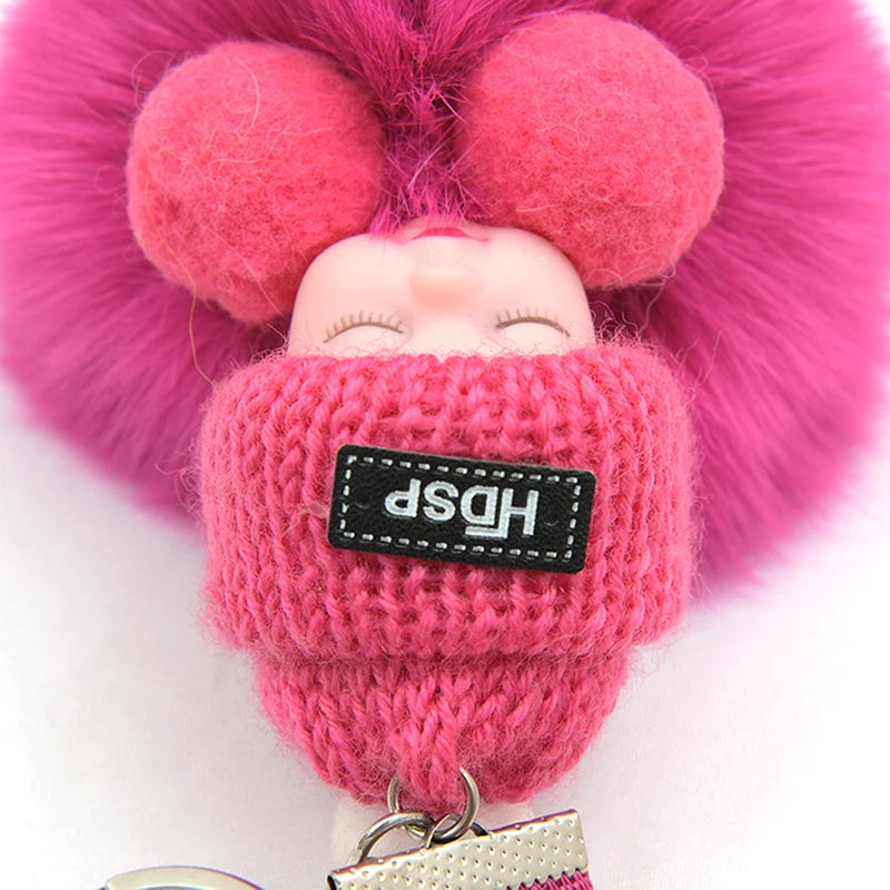 Cute Pompom Plush Doll Keychain | Bag & Backpack Pendant Gift Plush Bag Charm QXL