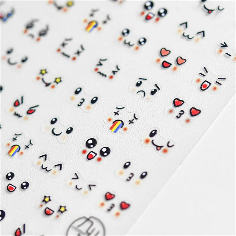 5D Kawaii Cartoon Face Nail Art Stickers | Japanese Decals Nail Art Stickers QXL
