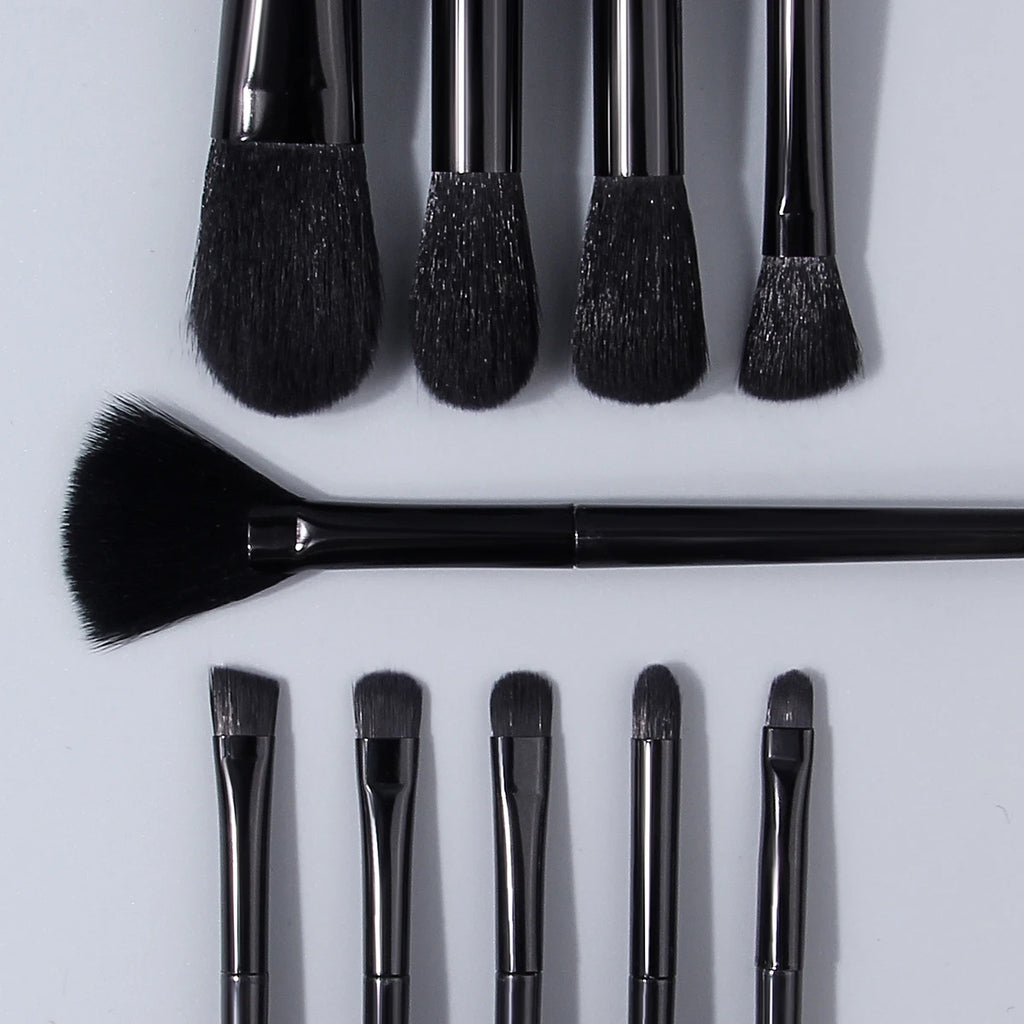 KOSSHOW 13-Pc Black Makeup Brush Set with Bag & Puffs Makeup Brush Set QXL