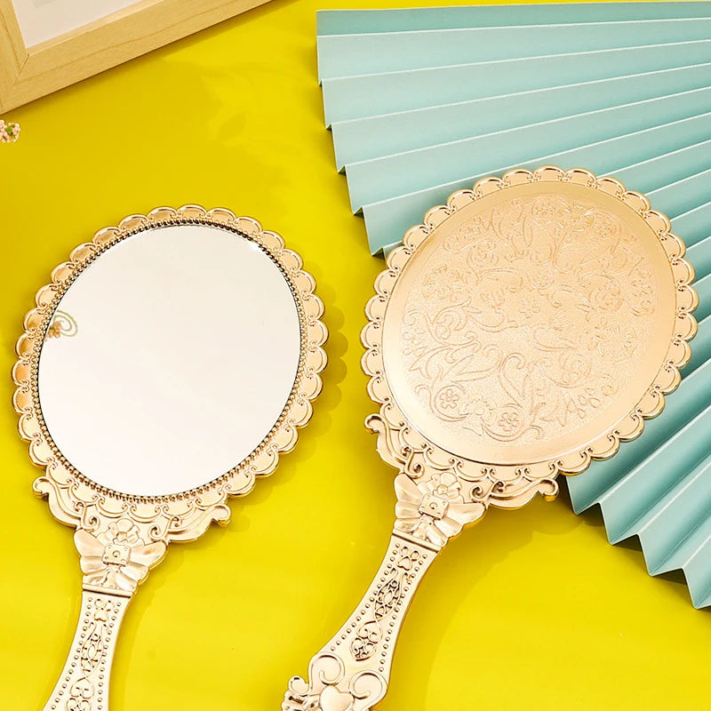 Rose Gold Vintage Oval Handheld Makeup Mirror – Retro Style Handheld Makeup Mirror QXL