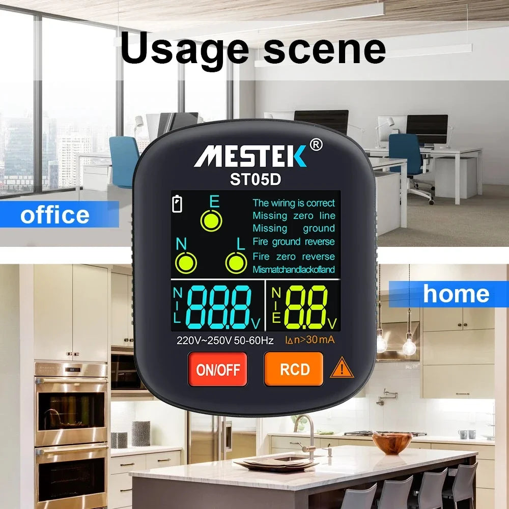 ST05 Digital Socket Tester | Voltage & Outlet Checker EU US UK Socket Tester QXL