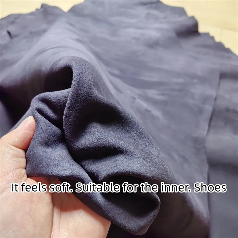 Blue Black Frosted Sheepskin Leather Fabric 0.6–1mm DIY Leather Craft Fabric QXL
