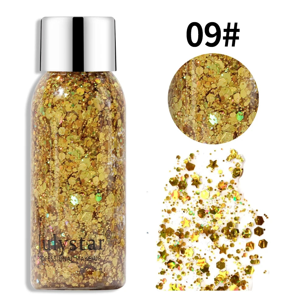 Body Glitter Gel & Face Shimmer | Multicolor Sequins 30ml Body Glitter Gel QXL 09