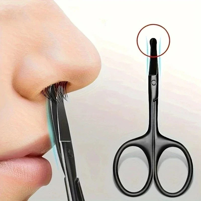 Round-Tip Nose Hair Scissors | Black Stainless Steel | Unisex Nose Hair Scissors QXL