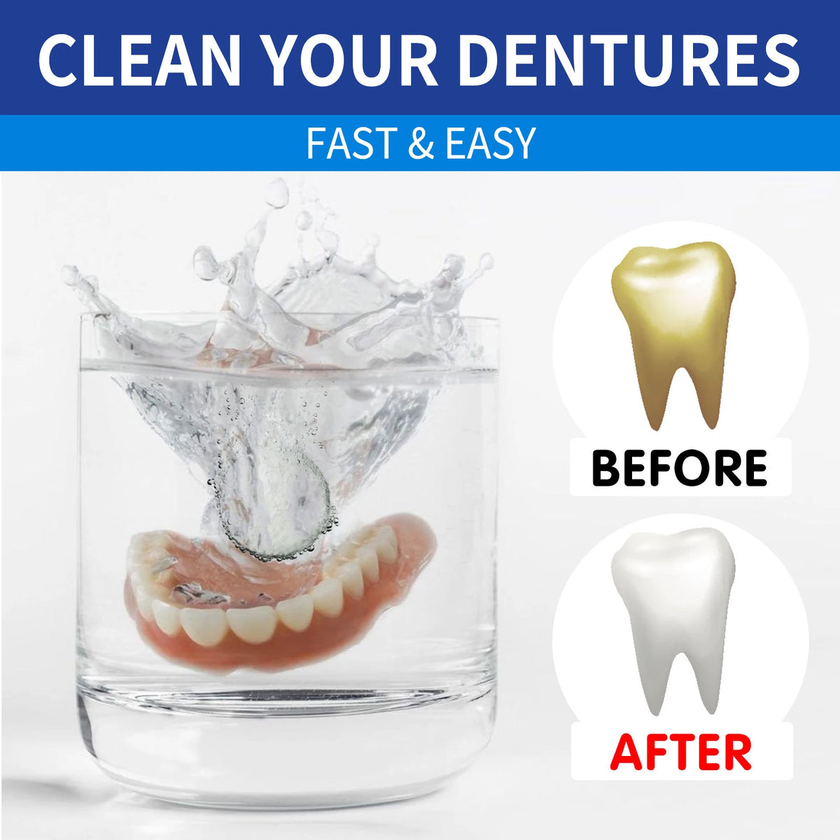 100-Pack Denture Cleaning Tablets | Retainer & Aligner Cleaner Denture Cleaning Tablets QXL
