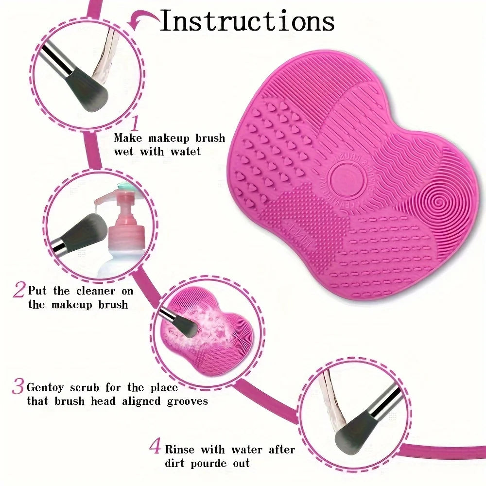 Silicone Apple Makeup Brush Cleaning Pad with Suction Cup Brush Cleaning Pad QXL