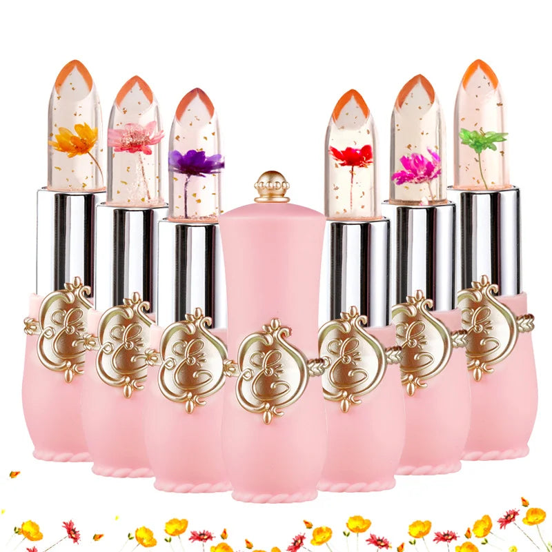 Crystal Flower Jelly Lipstick | Color-Changing Lip Gloss Balm Jelly Lip Gloss QXL Pack of 6