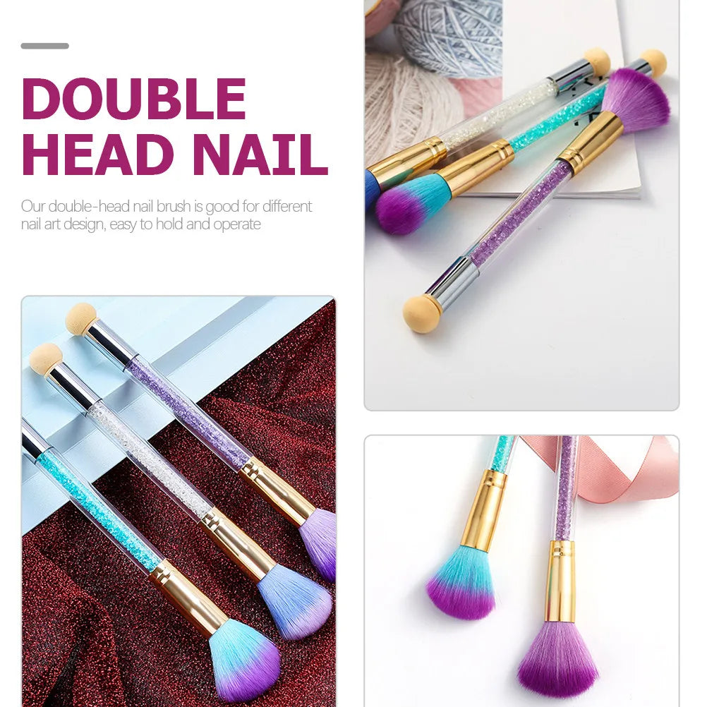 Double-Head Nail Sponge Brush | Gradient & Glitter Art Pen Nail Art Sponge Brush QXL