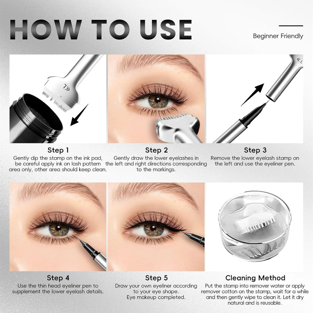 VERONNI 2-in-1 Lower Lash Stamp & Waterproof Eyeliner Set Eyeliner Lash Stamp QXL
