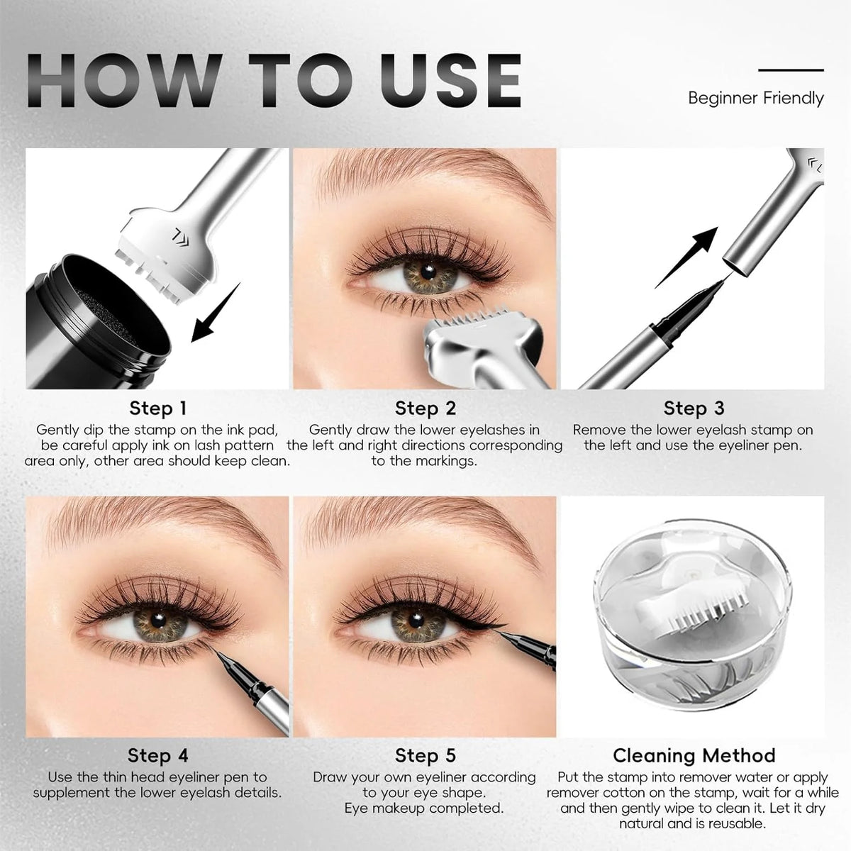 VERONNI 2-in-1 Lower Lash Stamp & Waterproof Eyeliner Set Eyeliner Lash Stamp QXL
