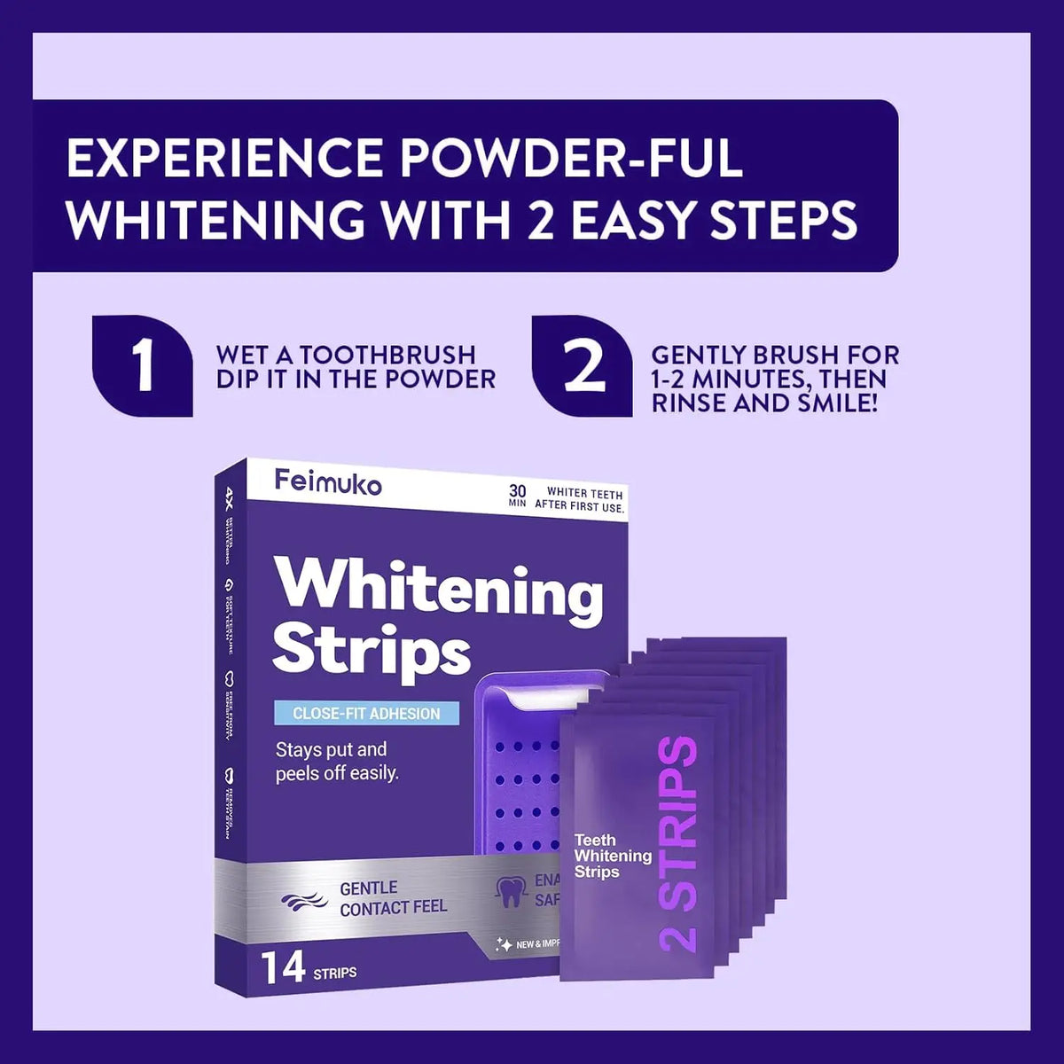 Purple Teeth Whitening Strips – Enamel Safe, Sensitive Teeth Teeth Whitening Strips QXL