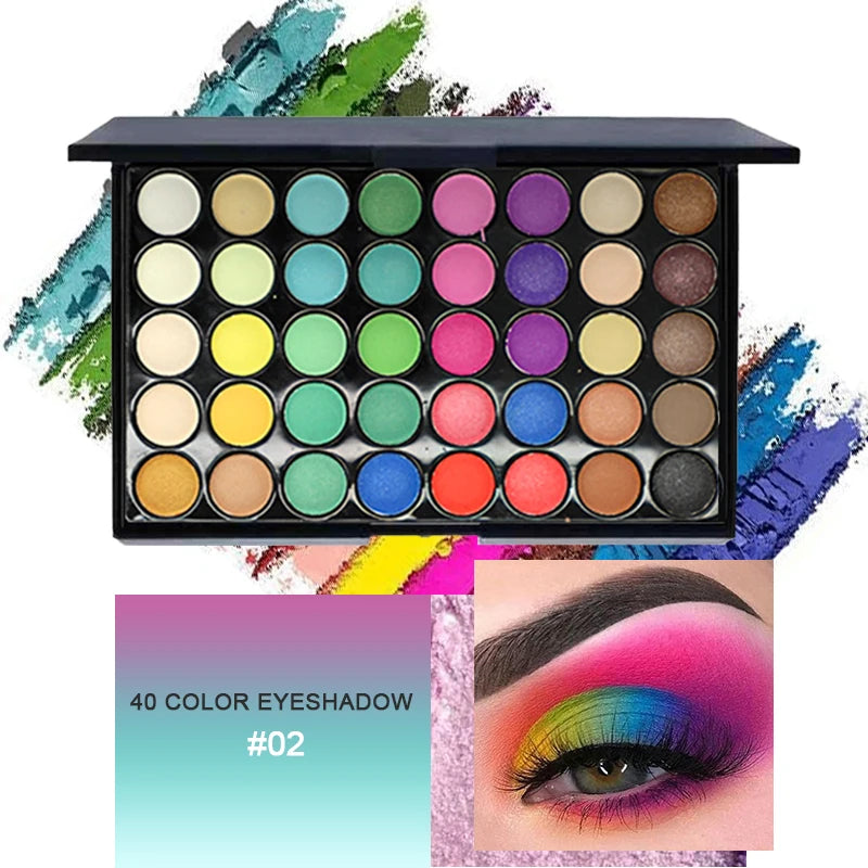 40-Color Eyeshadow Palette Set with Brushes | Beginner Kit Eyeshadow Palette Set QXL
