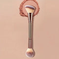 Dual-Ended Contour & Blush Brush – Soft Wool Fiber Makeup Brush QXL Rose Golden