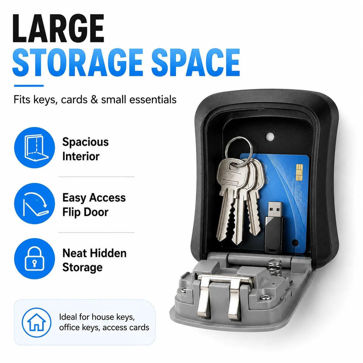 Wall Mounted 4-Digit Combination Key Lock Box | Outdoor Safe Key Lock Box QXL