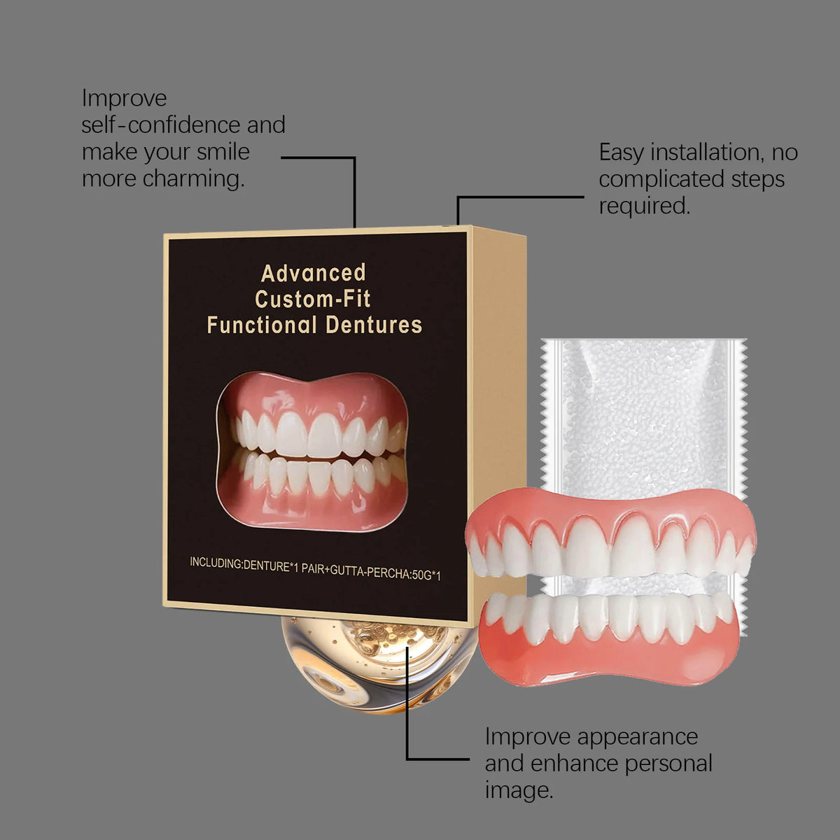 Denture Beauty Kit | Cosmetic Dental Care Set for Daily Wear Denture Care Kit QXL