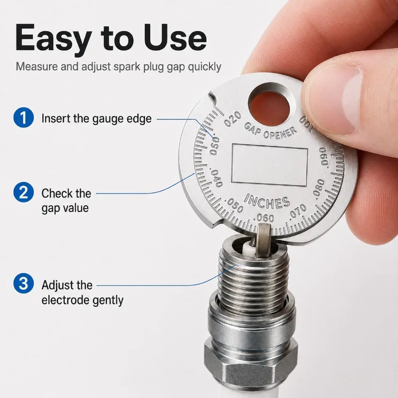 Spark Plug Gap Tool | Dual Scale Coin Gauge 0.6–2.4mm Spark Plug Gap Gauge QXL