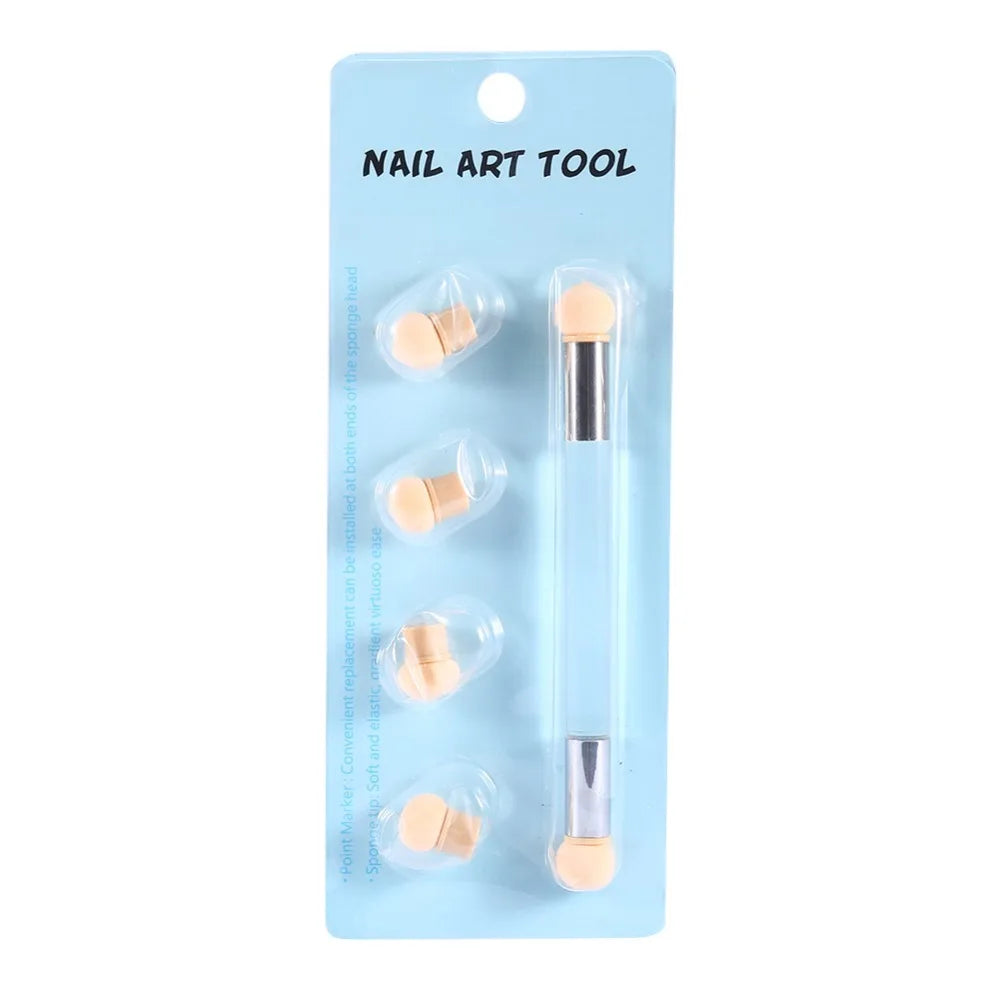Double-End Ombre Nail Art Pen | 4 Sponge Heads & Gradient Nail Art Shading Pen QXL Light Grey