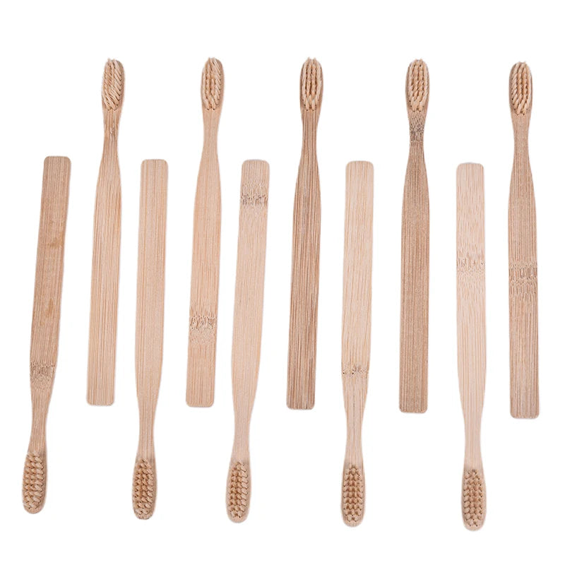 10-Pack Bamboo Toothbrushes | Soft Fibre Eco Wooden Handle Bamboo Toothbrush Set QXL