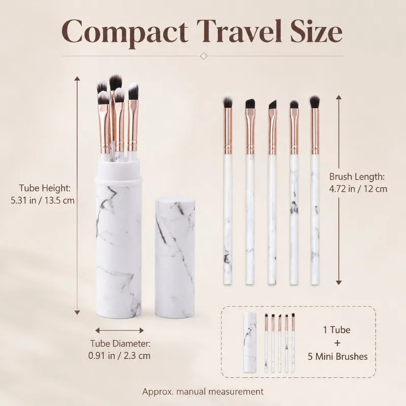 5-Piece Travel Eye Makeup Brush Set with Storage Tube Eye Makeup Brush Set QXL