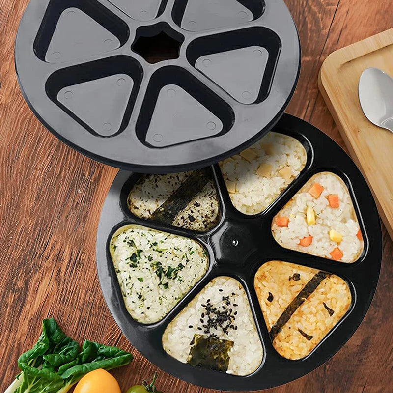 Triangle Sushi Mold & Rice Ball Maker | 6-in-1 Bento Kit Sushi Mold Kit QXL Black