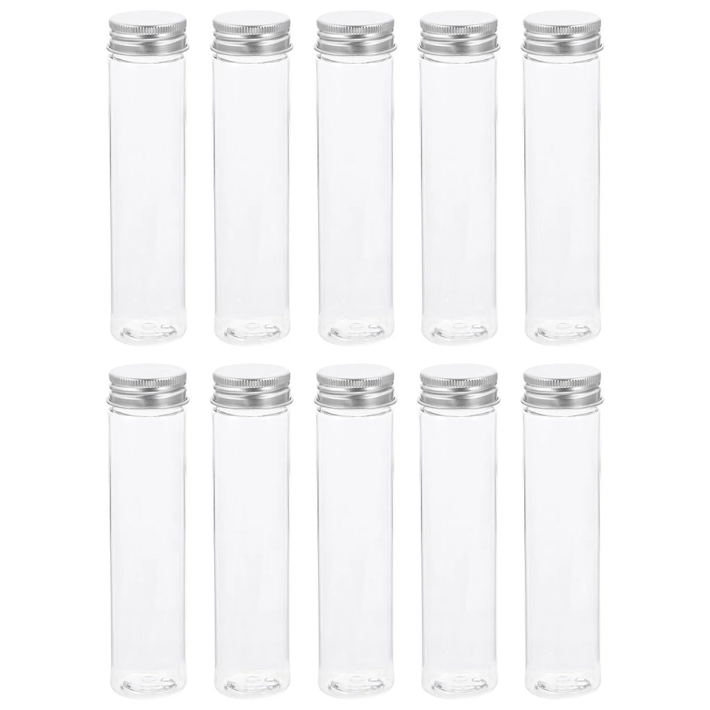10-Pack Flat Bottom PET Plastic Test Tubes with Screw Caps Plastic Sample Tubes QXL