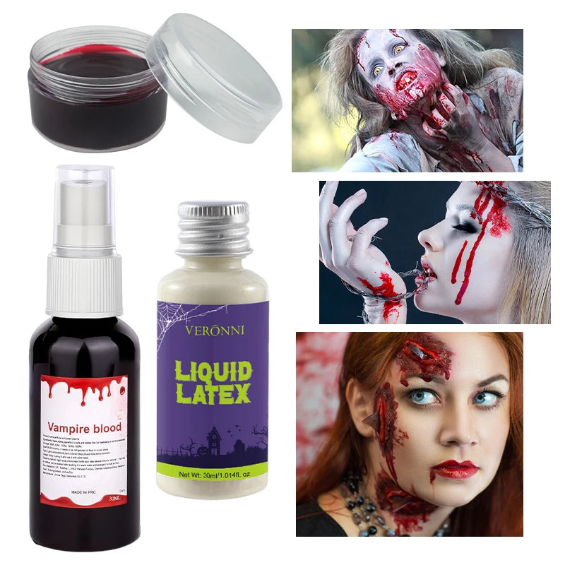 3-Piece SFX Makeup Kit – Liquid Latex, Blood Spray & Paste SFX Makeup Kit QXL