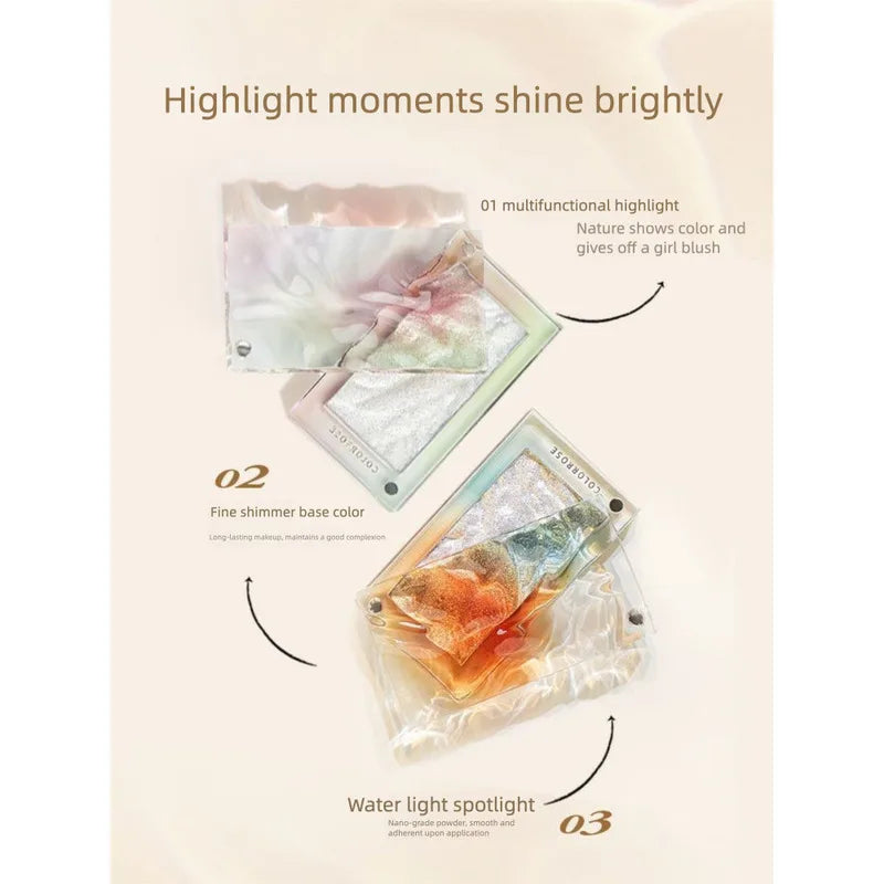 Water Ripple Highlighter Powder – Brightening Face Contour Highlighter Powder QXL