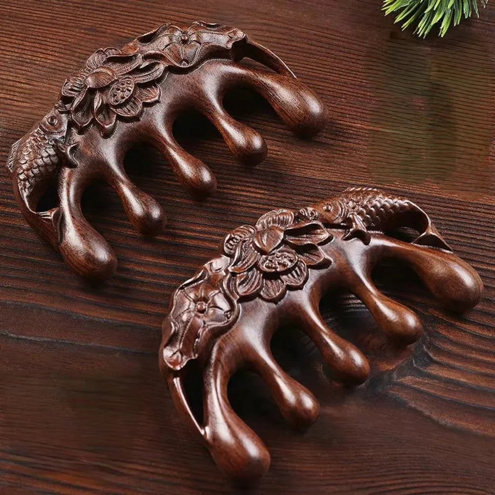 Sandalwood Wide Tooth Meridian Massage Comb | Head & Body Massage Comb QXL